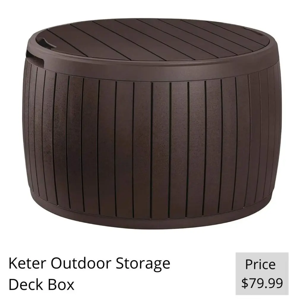 Keter Outdoor Storage Deck Box, 37 Gallon Waterproof Patio Table Bin